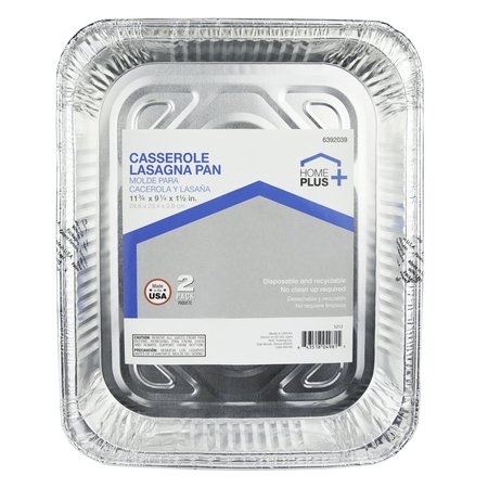 HOME PLUS Durable Foil 9-1/4 in. W X 11-3/4  L Casserole Lasagna Pan Silver 2 pc D43020